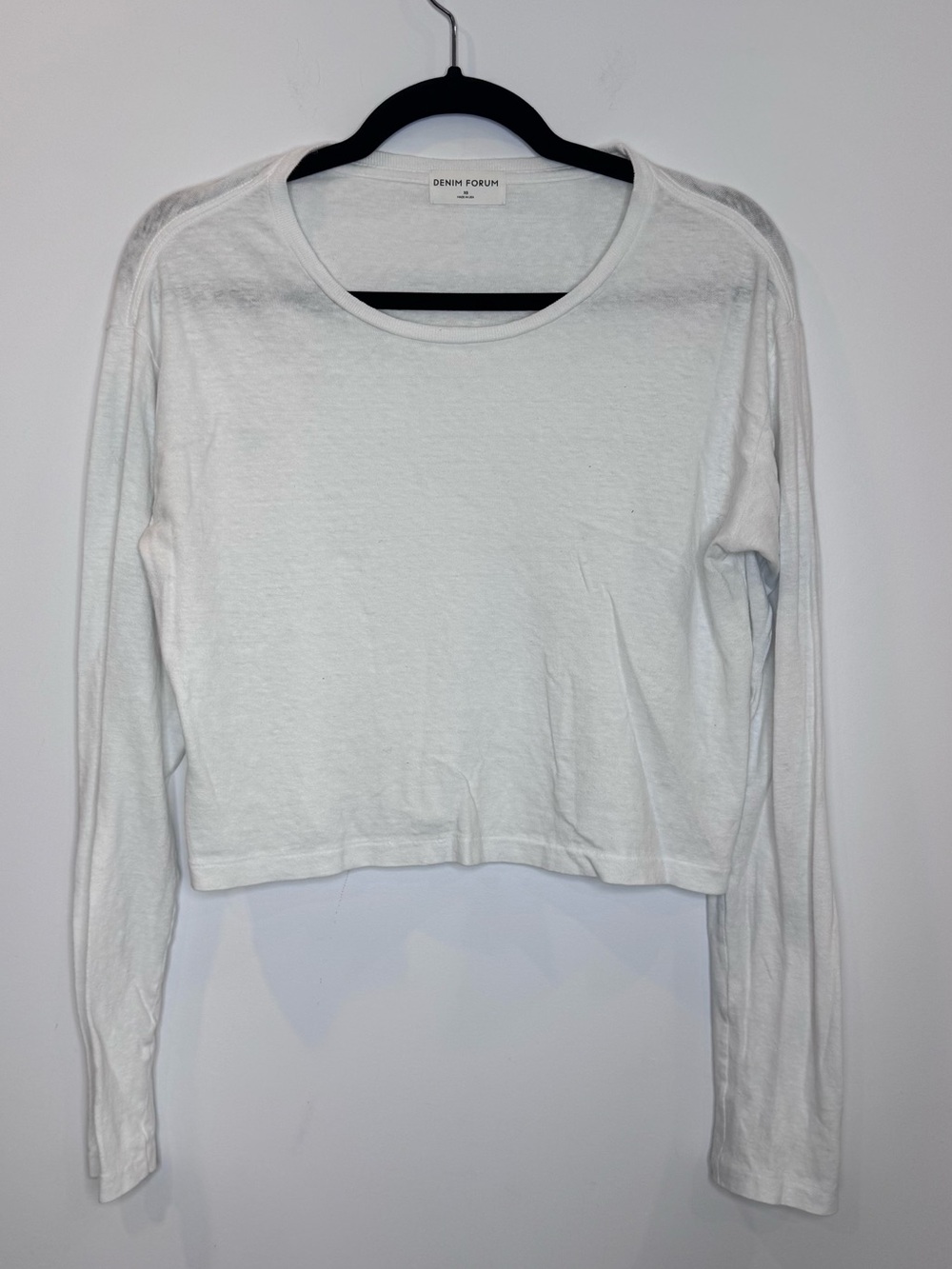 Denim Forum The Kate Boxy Tee Women's XS White Cropped Cotton Minimalist Basic